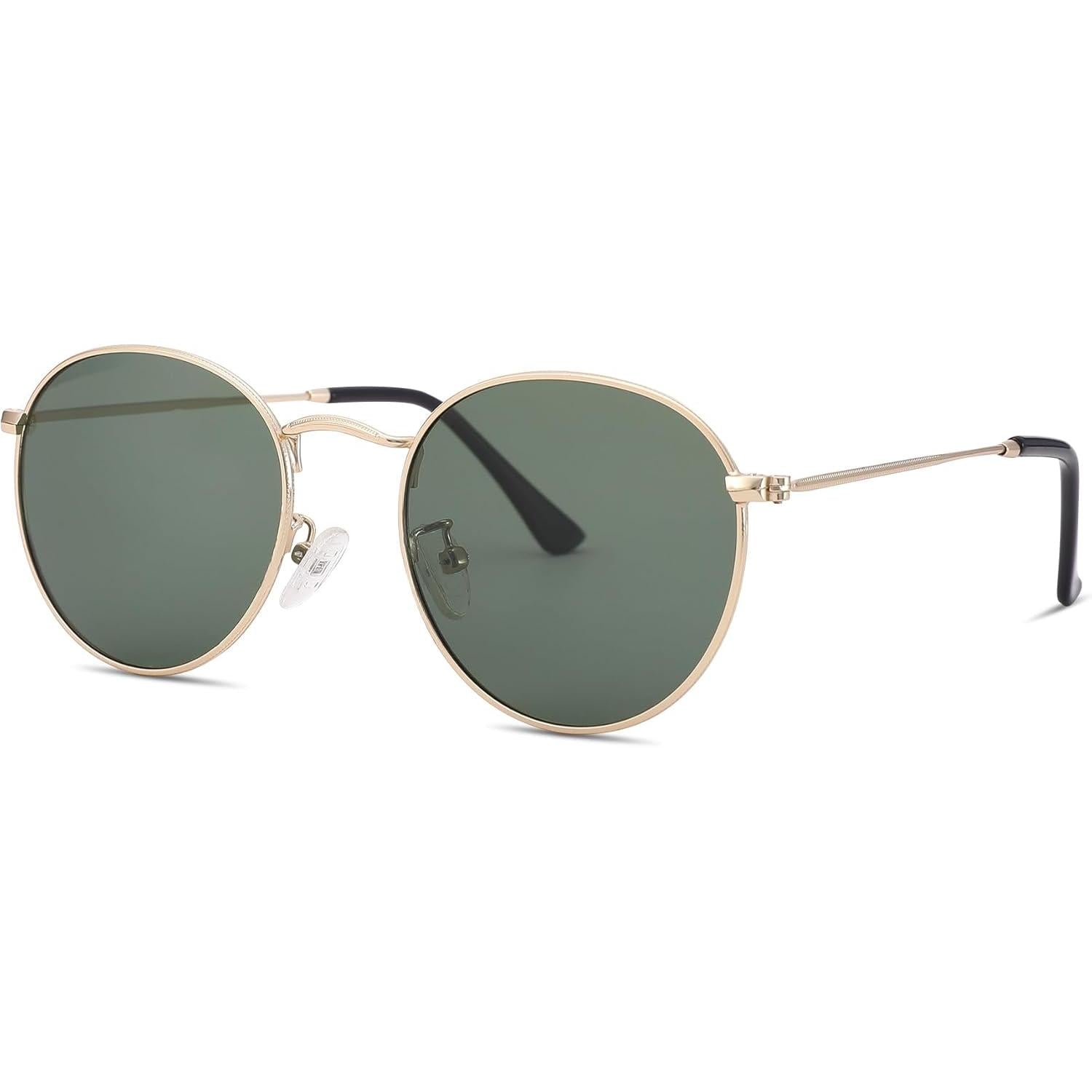 Anteojos de Sol Redondos Polarizados de Metal – Estilo Retro de Diseñador para Mujer, Protección UV400